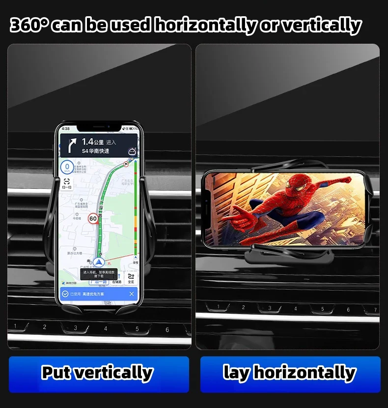 Car mobile phone holder with illuminated car LOGO (wireless charging model)