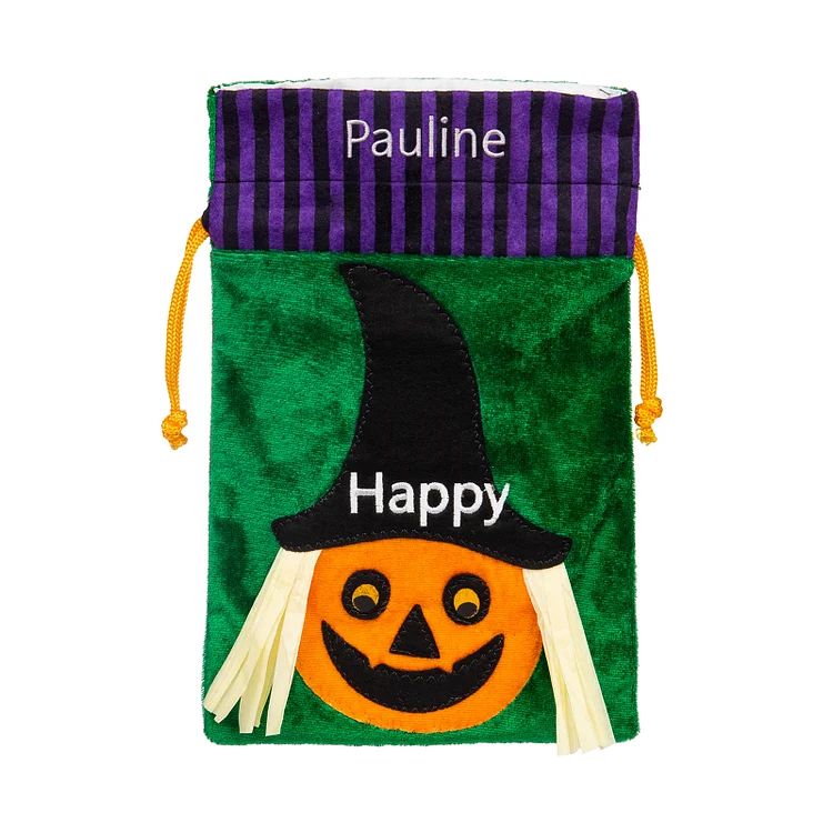 Bolsillo con cordón de Caramelos Fantasma👻 de Halloween con 1 Nombre Personalizado