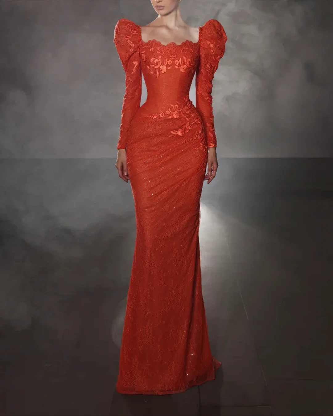 Women's Long Sleeve Lace Velvet Dress