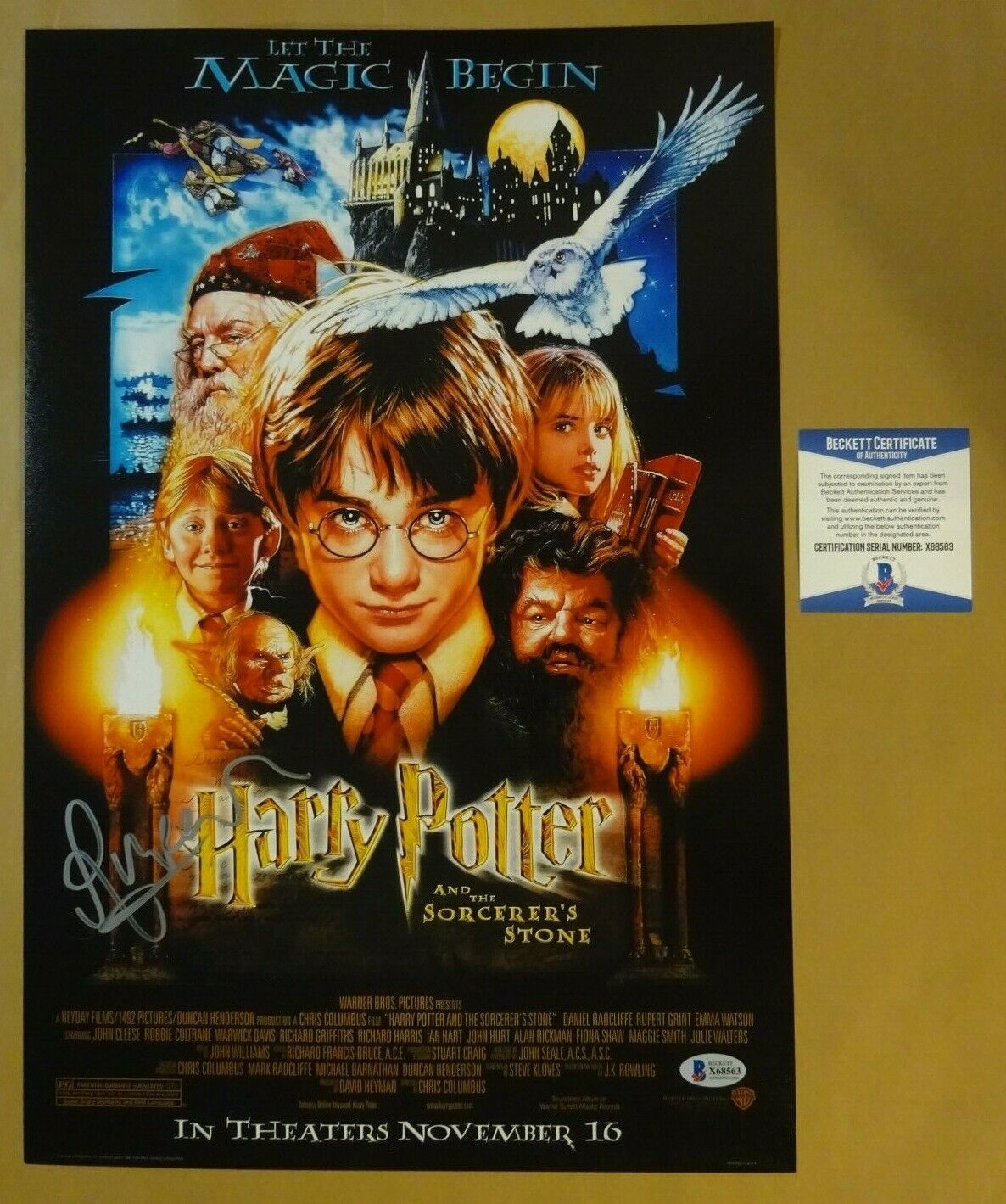 Signed RUPERT GRINT - HARRY POTTER SORCERER'S STONE 12x18 Photo Poster painting BECKETT BAS COA