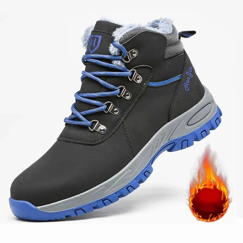 Waterproof Men Work Safety Boots Warm Winter Boots Steel Toe Cap Work Shoes Anti-puncture Security Shoes Hiking Boots Men Shoes