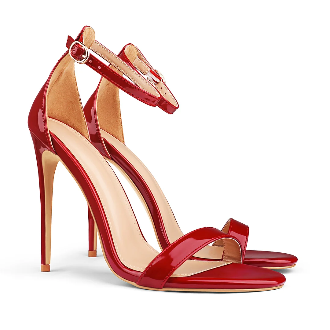 120mm Women's Pointed Toe Open Toe Ankle Strap Sandals Pumps Shoes-MERUMOTE