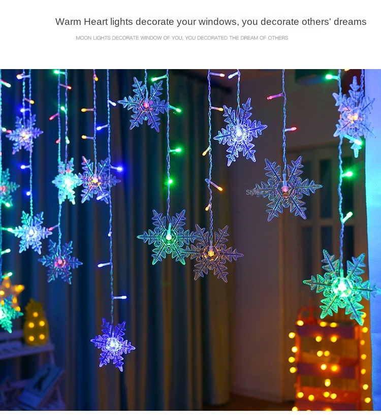 Tegooe 32M LED Snowflake Curtain Lights - Waterproof Fairy String for Holiday Decor
