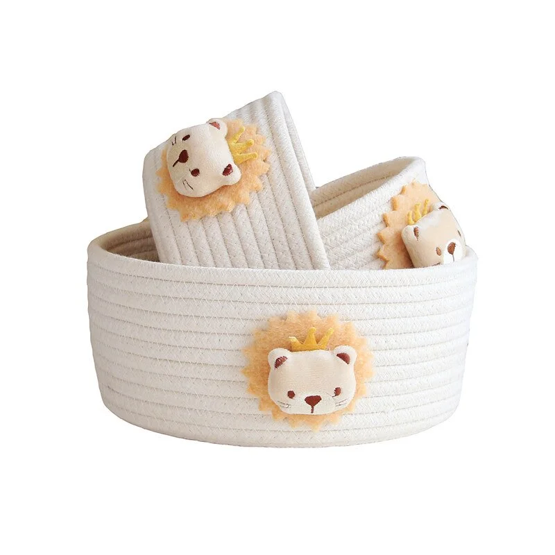 Cartoon Animals Cotton Rope Storage Baskets Baby Dirty Clothes Laundry Basket Weaving Kids Toys Desktop Sundries Organizer Box