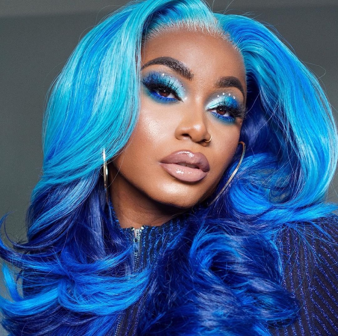 US Mall Lifes® | (✨NEW) MAGIC GRADIENT BLUE COLORFUL WAVE FULL LACE High-Density HAIR WIG 99J-DIP DYE US Mall Lifes