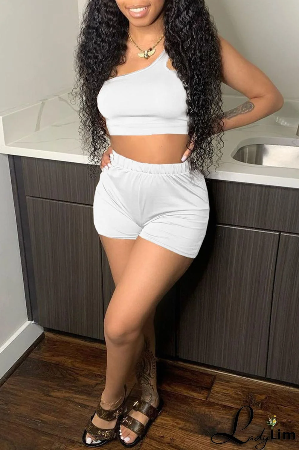 Red Sexy Solid Split Joint Asymmetrical Collar Two Pieces