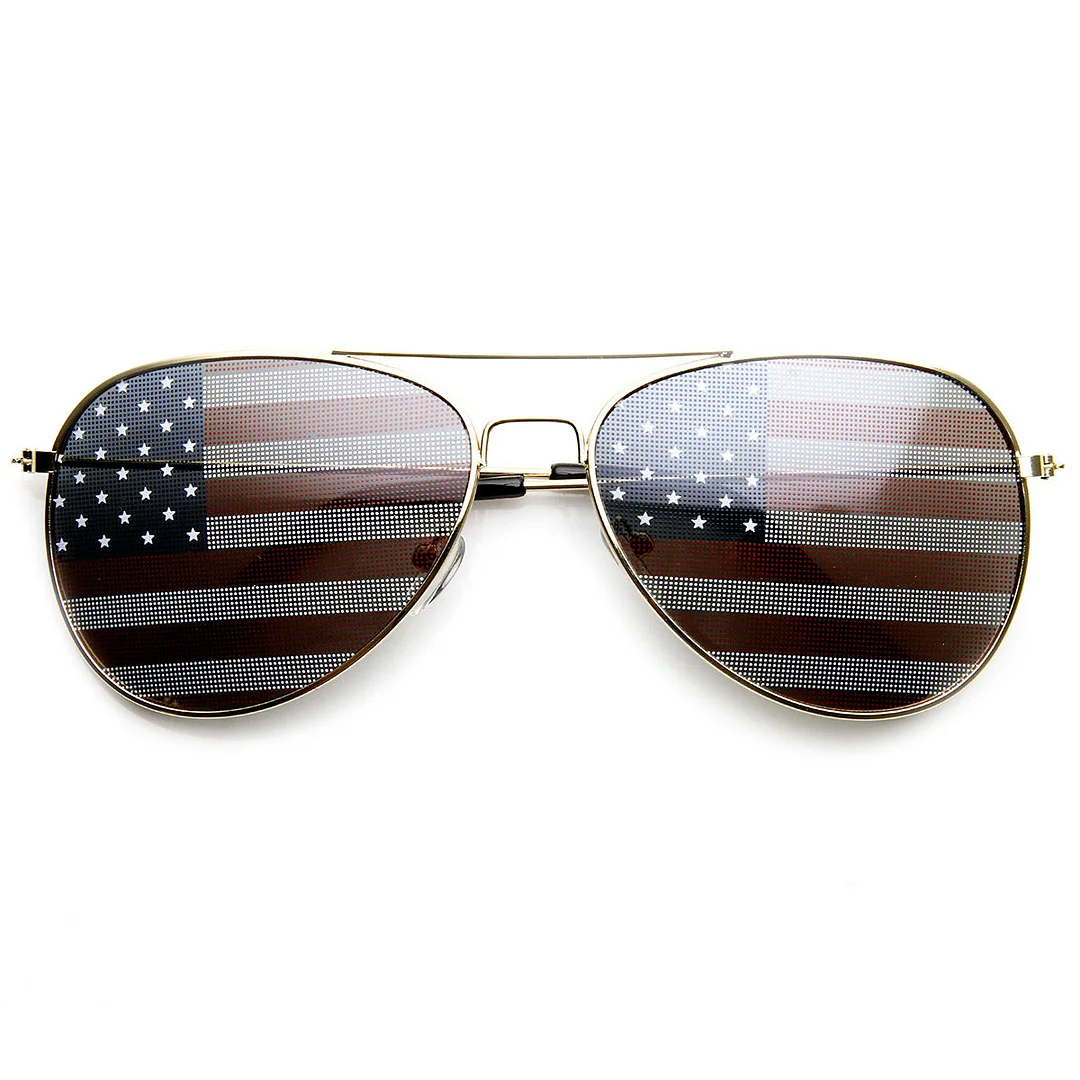 American Flag USA Classic Teardrop Metal Aviator glasses