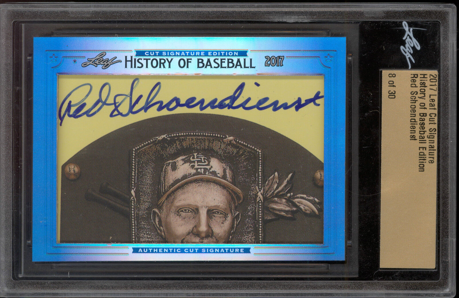 2017 Leaf History of Baseball Cut Signature HOF Red Schoendienst AUTOGRAPH 8/30