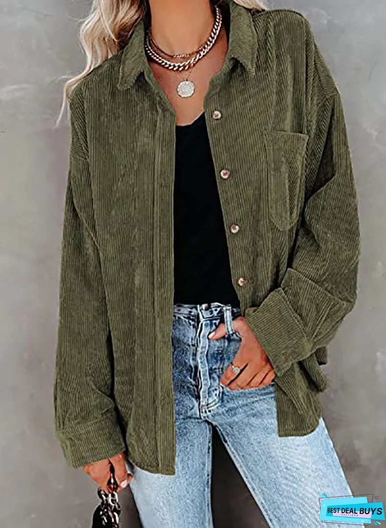 Corduroy Shacket Shirt Jacket Women