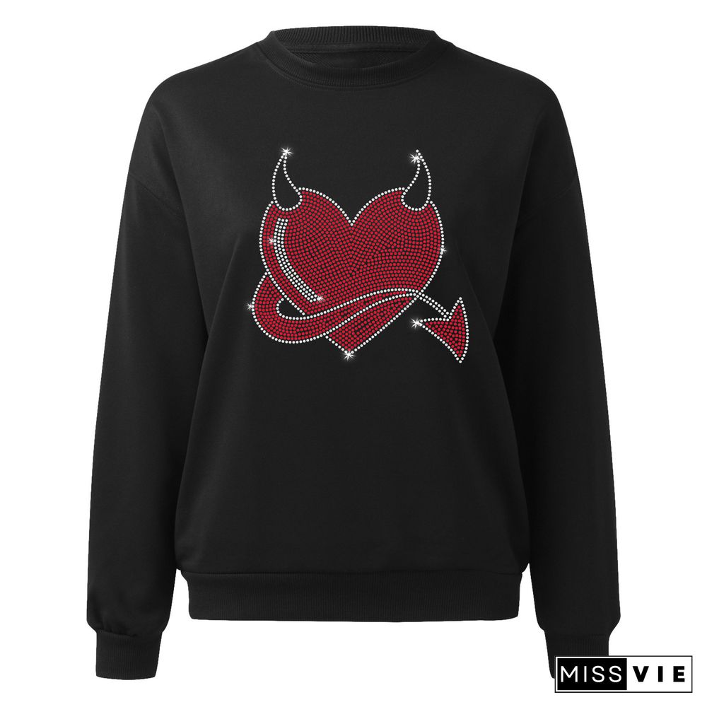 Warm Sweatshirts Hot Drilling Long Sleeve Tops