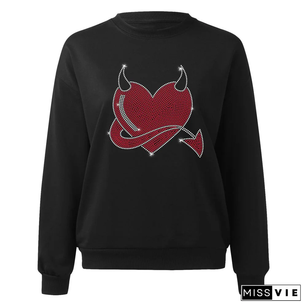 Warm Sweatshirts Hot Drilling Long Sleeve Tops