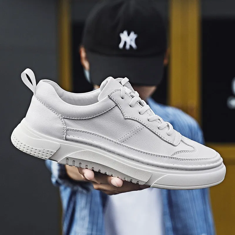 men shoes Luxury genuine Leather Mens Sneakers Denim Lace Up Mens Casual Shoes Outdoor Shoes Male Handmade Leisure Shoes For Man