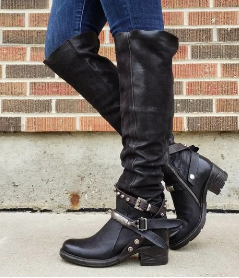 Women's Boots Brown Autumn Boots Retro Knight Boots