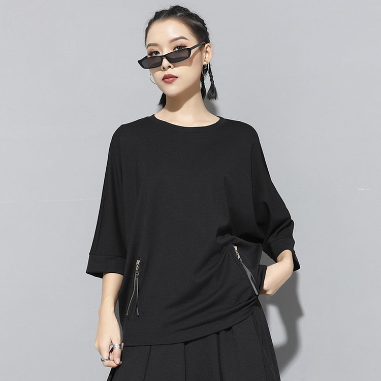 -202028 P65 Dark Wind Pullover Solid Color Loose T-shirt-Usyaboys-Mne and Women's Street Fashion Shop-Christmas