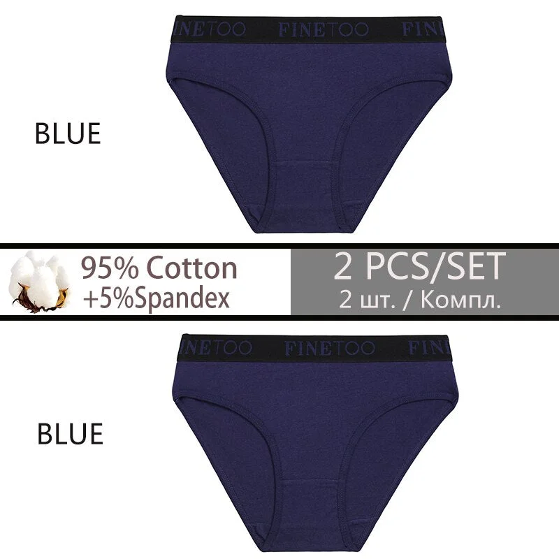FINETOO 2PCS/Set Cotton Sexy Women Underwear Fashion Letter Women Panties Low-waisted Lingerie Female Girls 2021 Briefs M-XXL