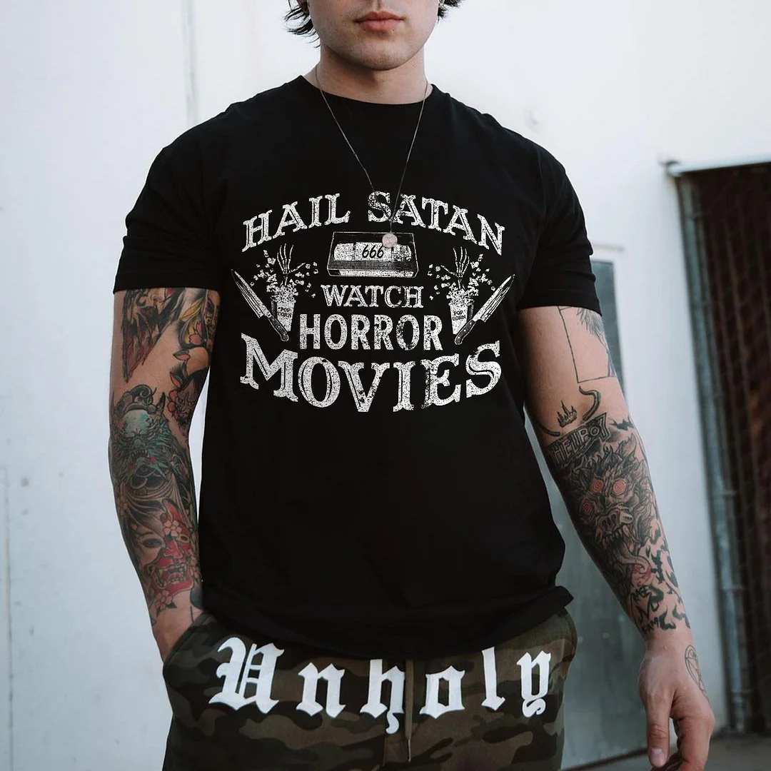 Hall Satan Watch Horror Movies Printed Men's T-shirt -  