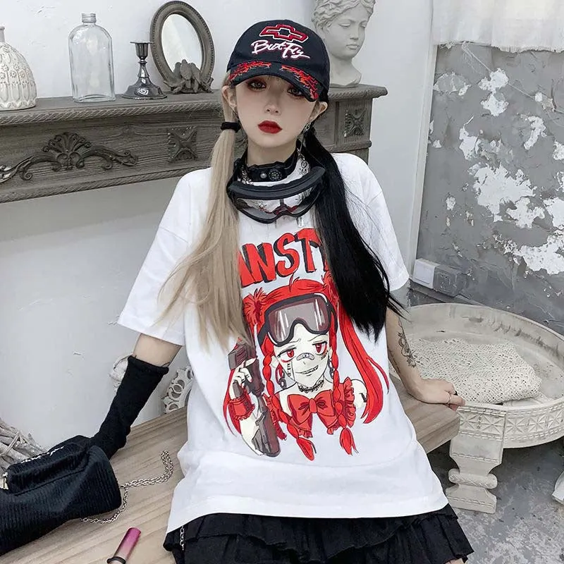NiceMix gothic couple t shirt women Summer Female Cool BF Style Cool Female Kpop Tshirt Summer Streetwear Black Girls t-shirt