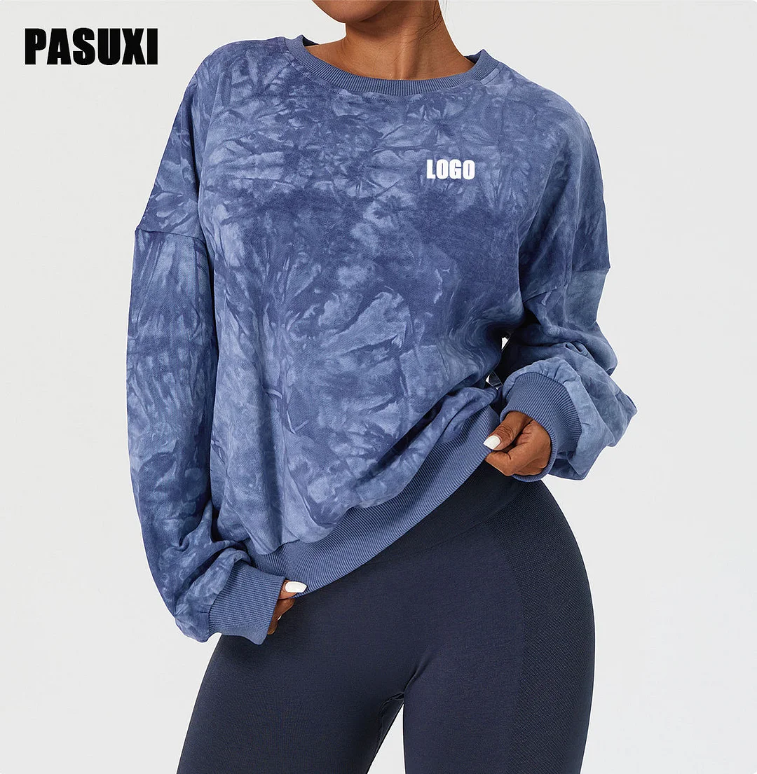 PASUXI Plus Size Pullover Cotton Ladies Crop Top Custom Gym Fitness Women Crewneck Sweatshirt Workout Wear