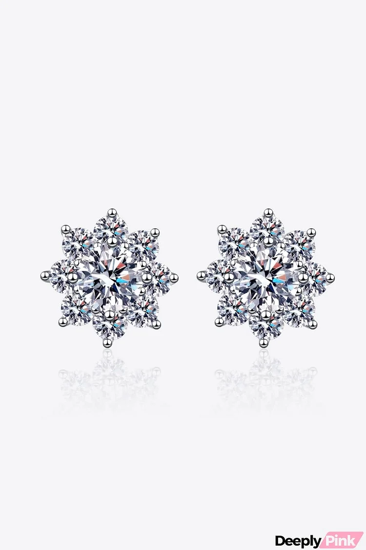 1 Carat Moissanite 925 Sterling Silver Flower Earrings