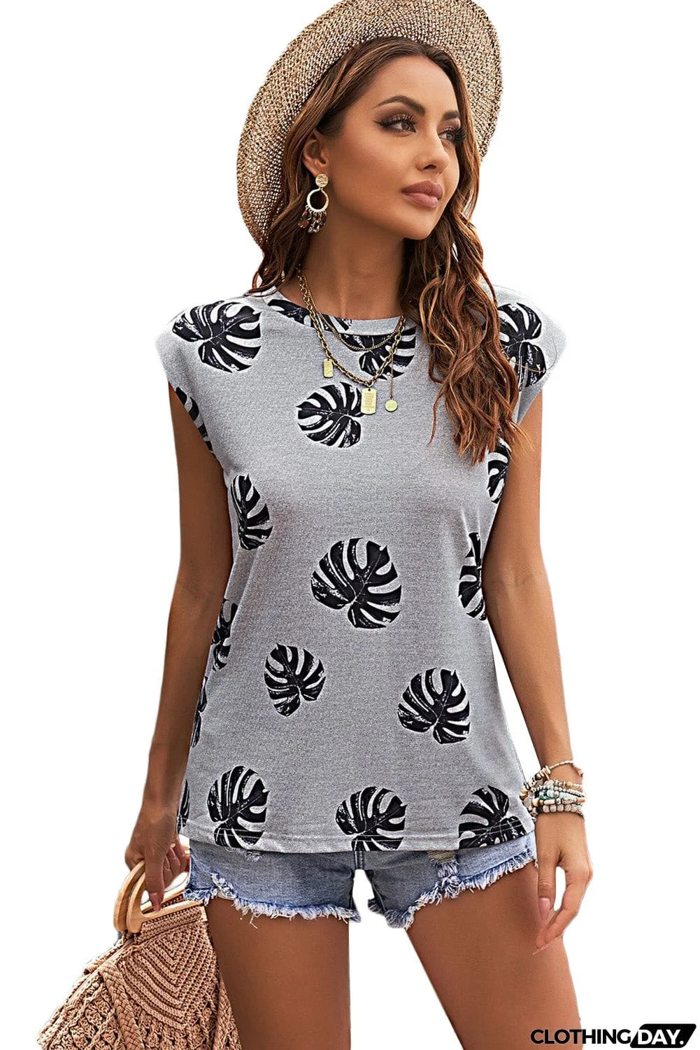 Palm Leaves Crew Neck Tank