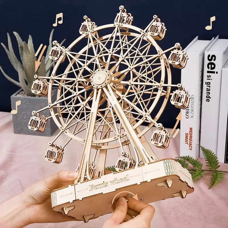 3D Wooden Puzzle DIY Ferris Wheel Music Box Model Building - vzzhome