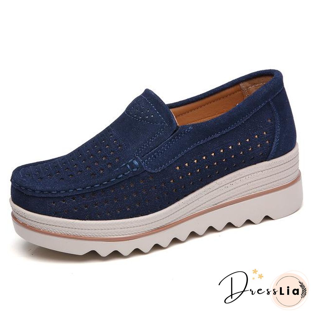 Women Shoes Platform Sneakers Slip on Flats Loafers Moccasins Hollow Out Casual Shoes