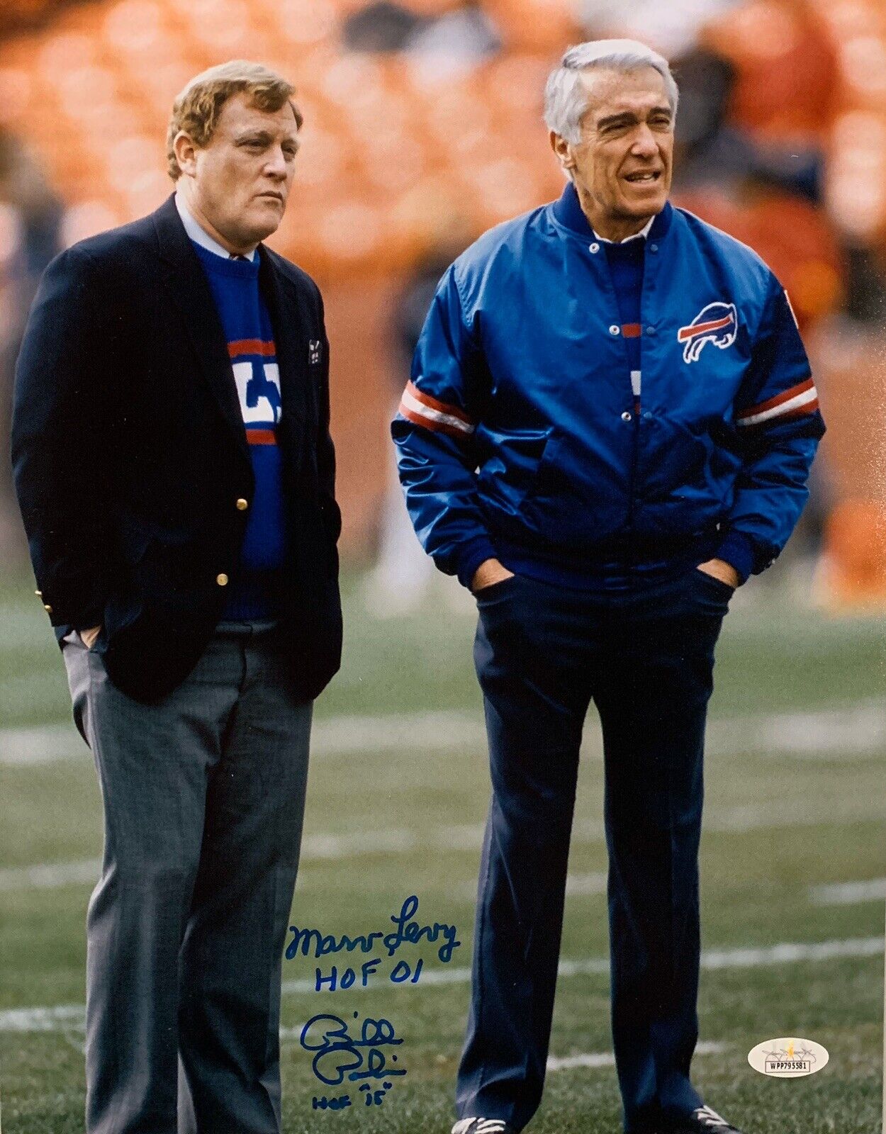 Marv Levy & Bill Polian Buffalo Bills HOF Dual Autographed 8x10 Pose 2 JSA