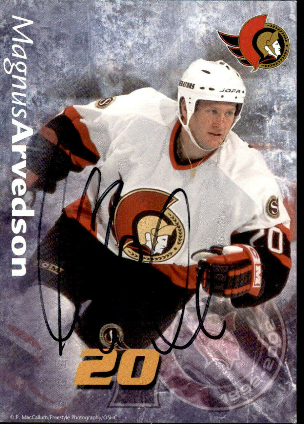 Magnus Arvedson SIGNED autograph 2001-2002 TEAM ISSUE 4.5x3 card OTTAWA SENATORS