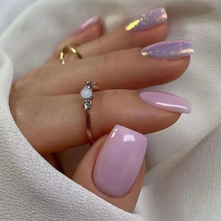 Taro Purple Aurora Glitter Press-On Nails