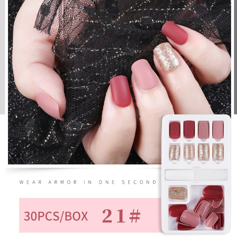 30Pcs Reusable Detachable Fake Artificial Nails Tips Extension False Fake Nails Designs Nail Art Beauty Manicure Tools-Nail Inspo