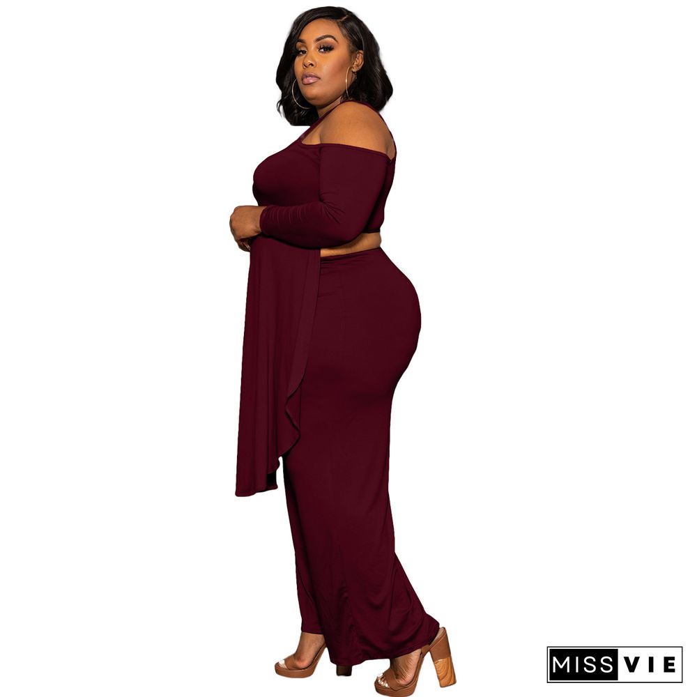 Plus Size Irregular Solid Casual Wide-leg Pants Suits