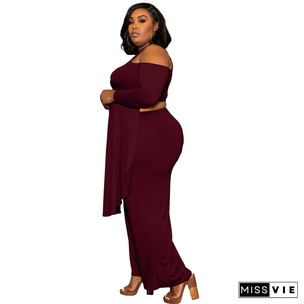 Plus Size Irregular Solid Casual Wide-leg Pants Suits