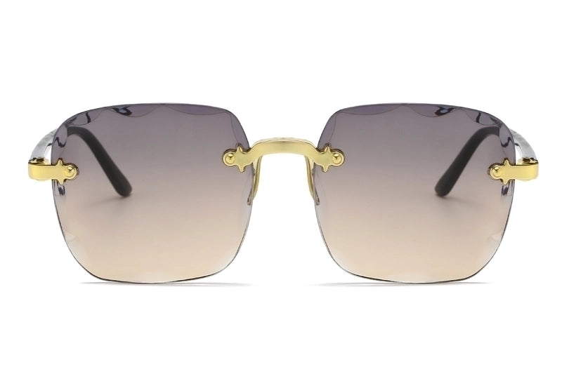 2 Pieces Fashion Gradient Color Pc Square Frameless Women’S Sunglasses