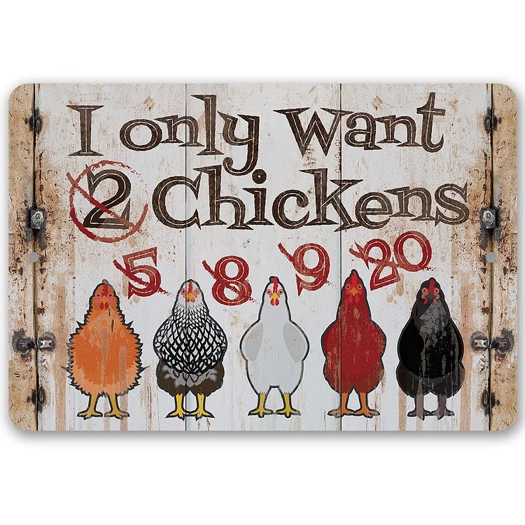 Je ne veux que des poulets - enseignes en étain vintage / enseignes en bois - 7.9x11.8in & 11.8x15.7in