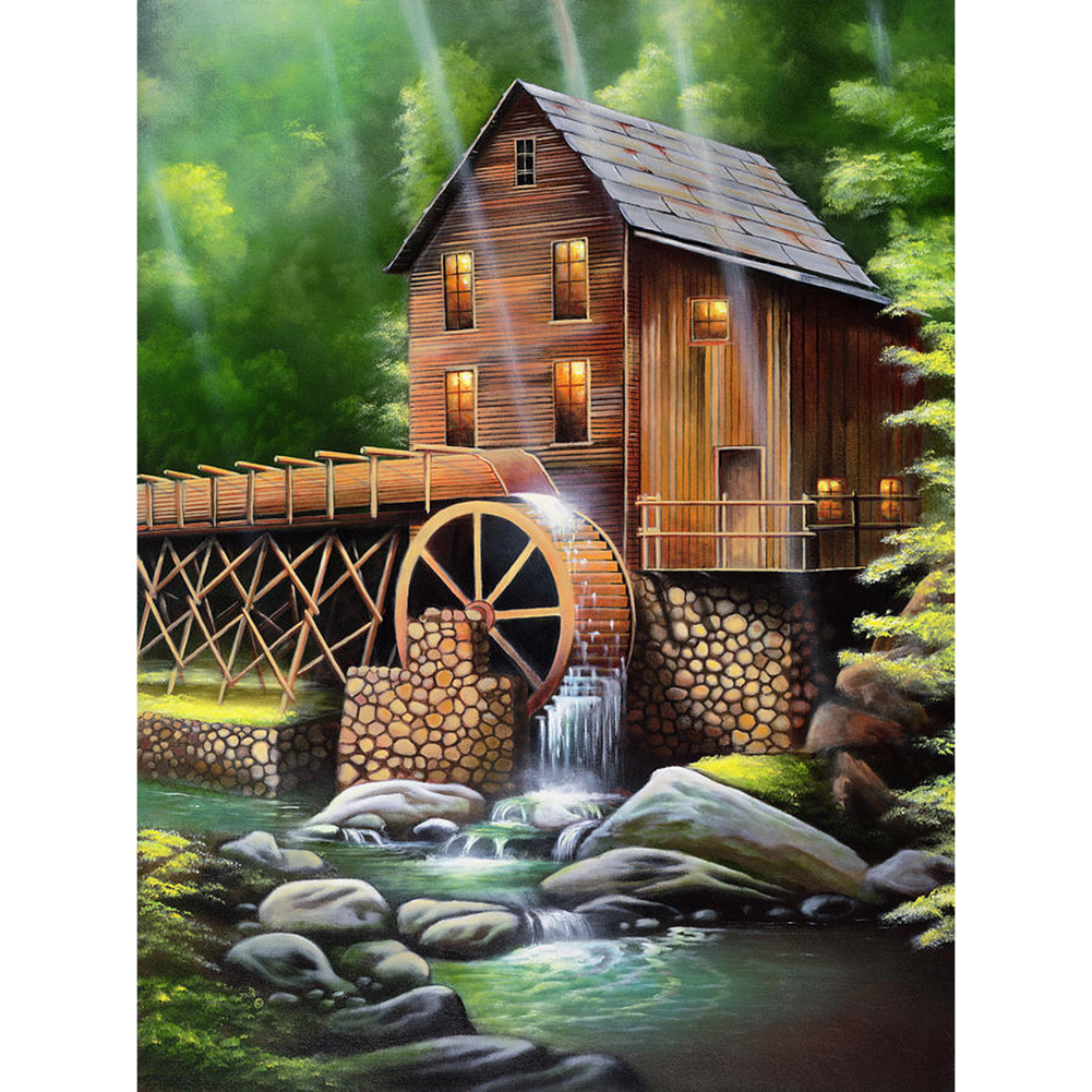 

(Multi-Size) Waterside Mill - Round/Square Drill Diamond Painting 30*40CM/40*50CM, Square diamond 30*40cm, 501 Original