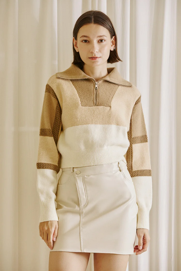 Florence Half Zip Colorblock Sweater