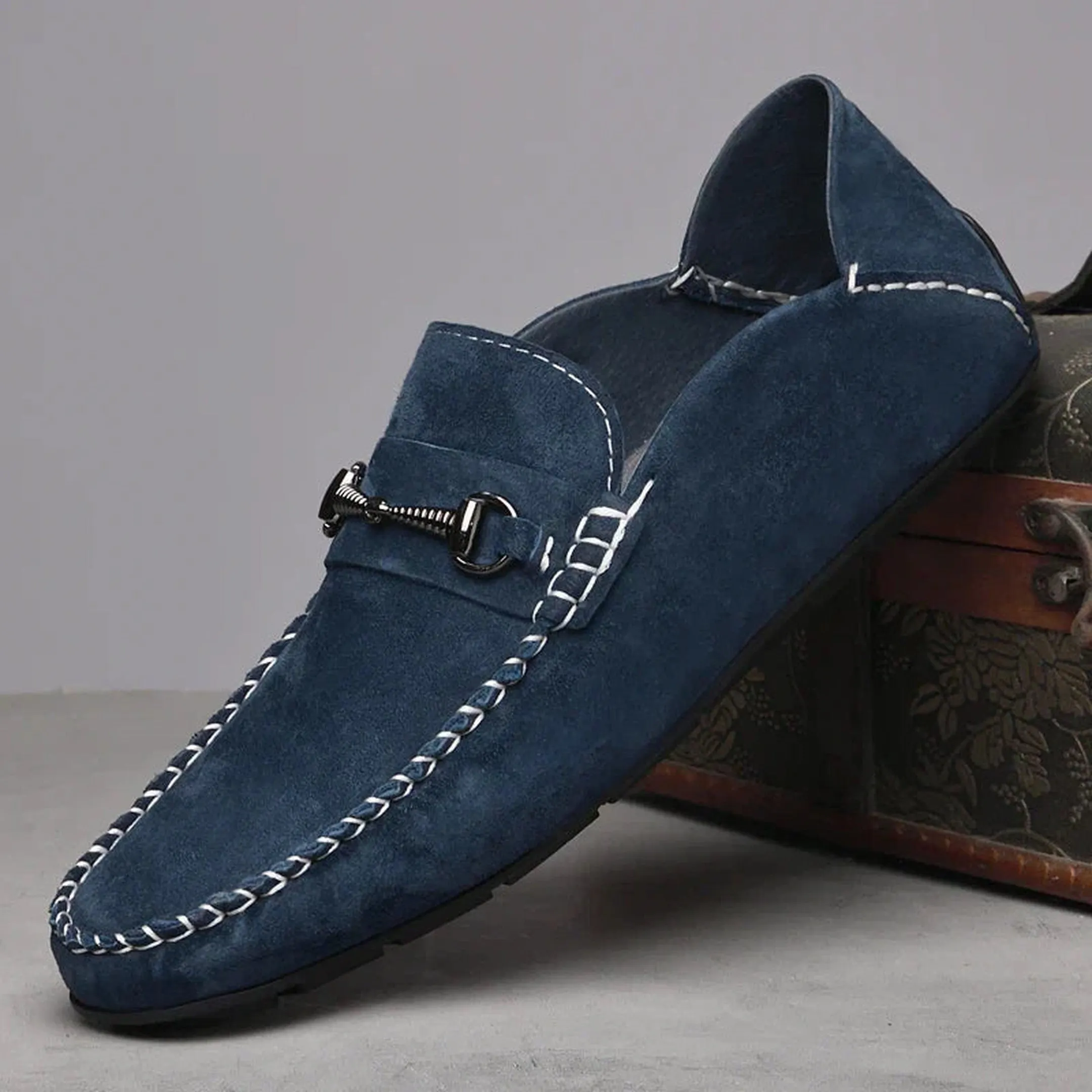 Men's Suede Loafers &ndash; Horse-Bit Detail &ndash; Non-Slip Sole