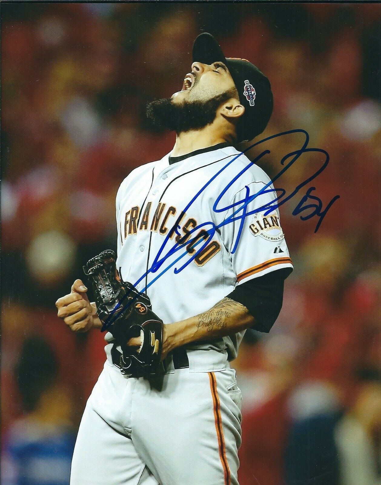 Signed 8x10 SERGIO ROMO San Francisco Giants Autographed Photo Poster painting - COA