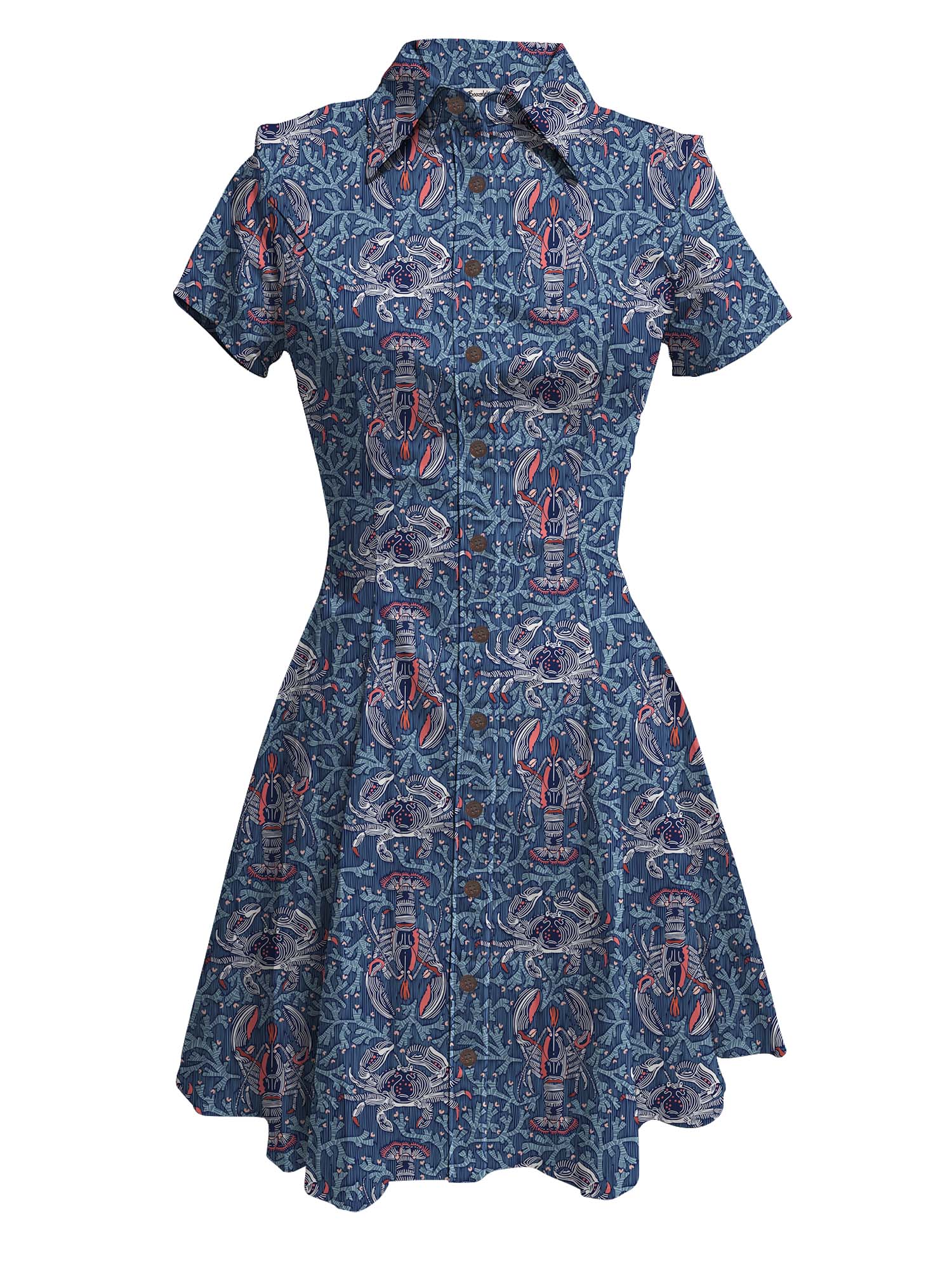 【Annick X Boozelele】Summer Nostalgia Lobster And Crab - 100% Cotton Dress