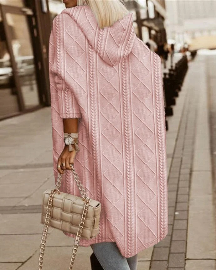 Uveng Twisted Texture Hooded Mid-length Trench Coats