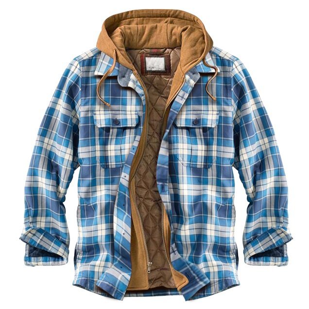 Outdoor Thick Plaid Hooded