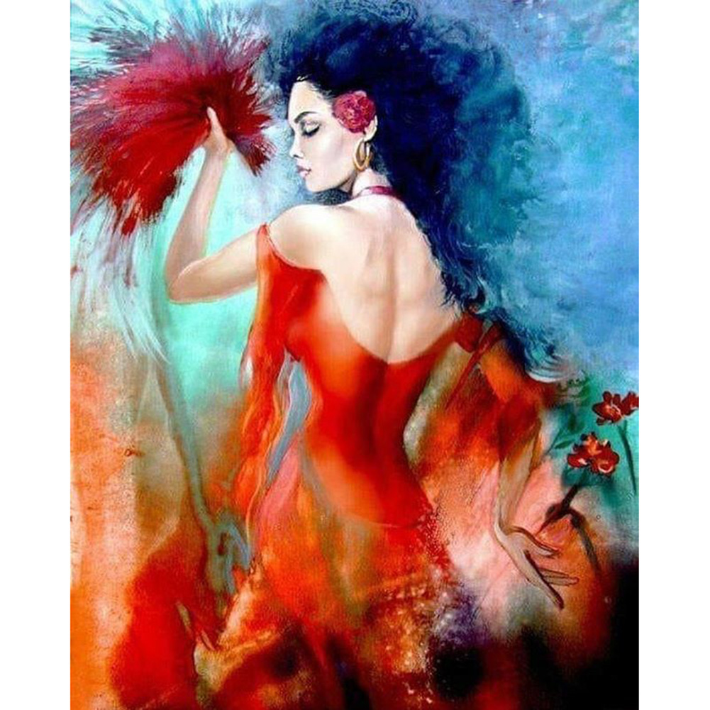 

30*40CM-Dancing Lady Rhinestone-Round Drill Diamond Painting, 501 Original