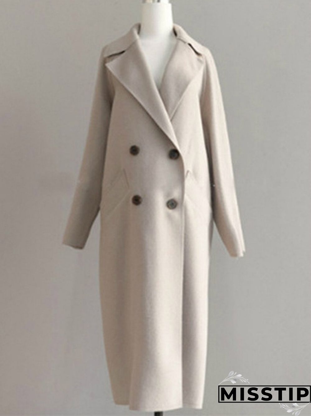 Autumn And Winter Fashion Women Temperament Coat Loose Long Oversize Trench Coat Wool Blend Coat