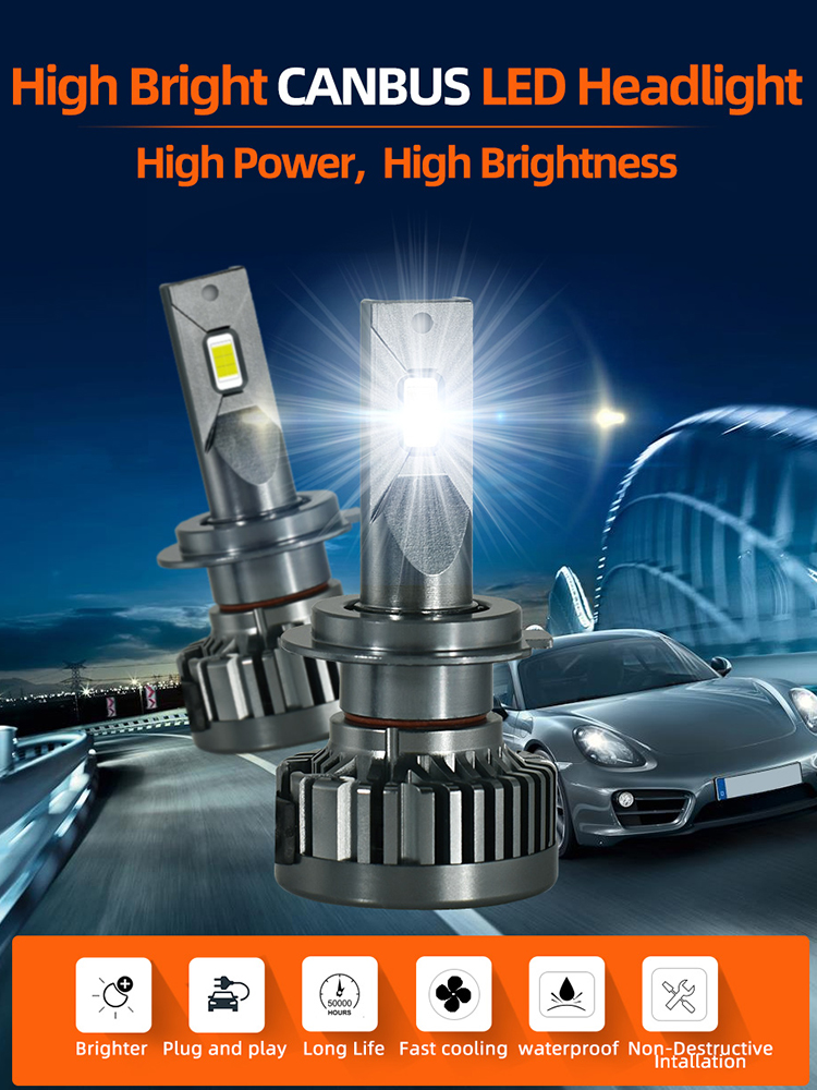 

1 Pair Waterproof LED Car Headlight Bulb 110W Motorcycle Light with Decoder, 9006, 501 Original