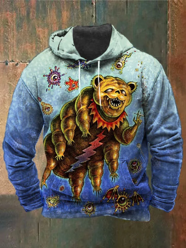 Unisex Bear Print Heavyweight Hoodies