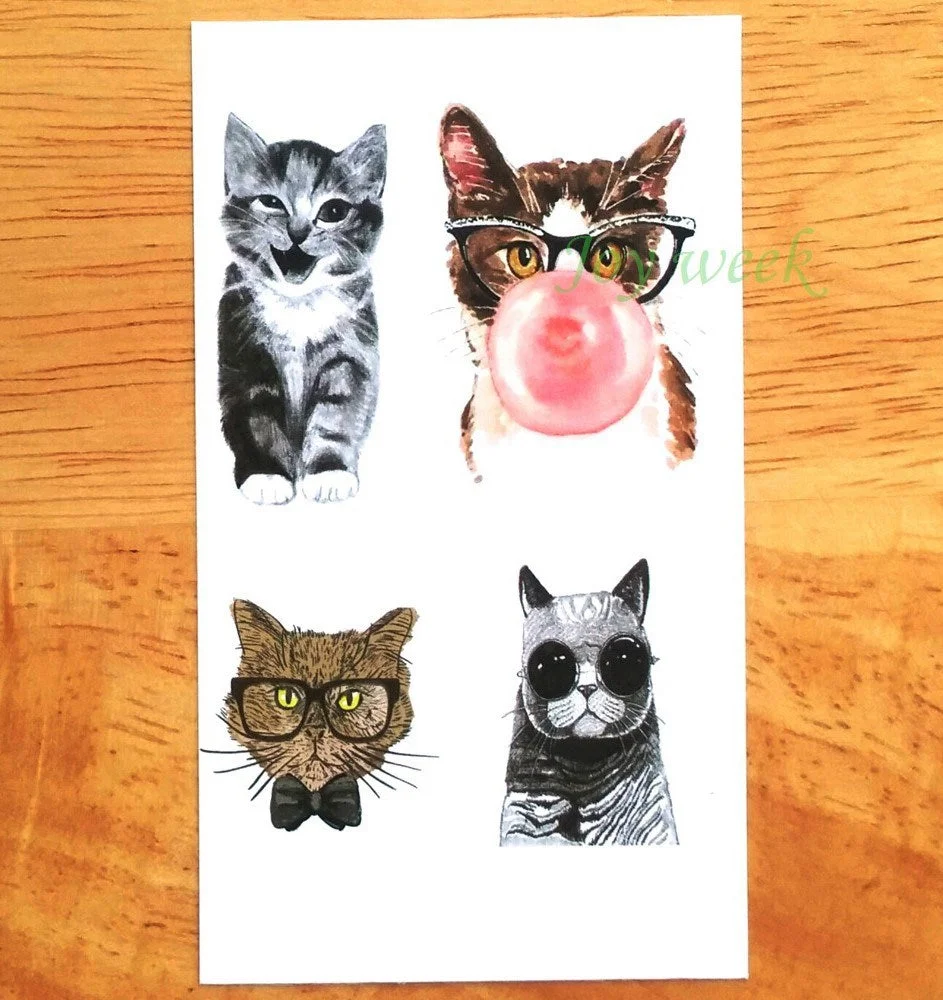 Temporary Tattoo sticker Alice In Wonderland Cheshire Cat Ink painting watercolor flash tatoo fake tatto for men women