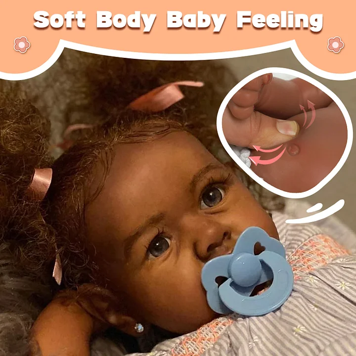 Mini Black African American Baby Girl Doll Silicone Full Body