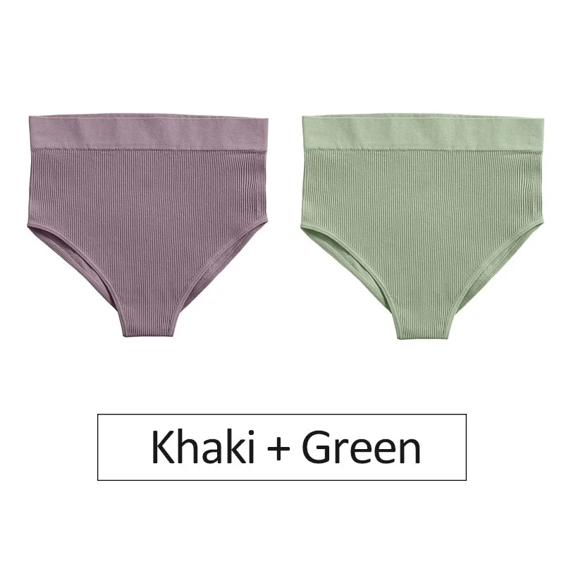 2PCS/Set Women's Panties High Waist Seamless Underwear Female Underpants Woman Sexy Briefs Ladies Panties Intimates Lingerie
