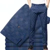 straight-leg plaid slacks