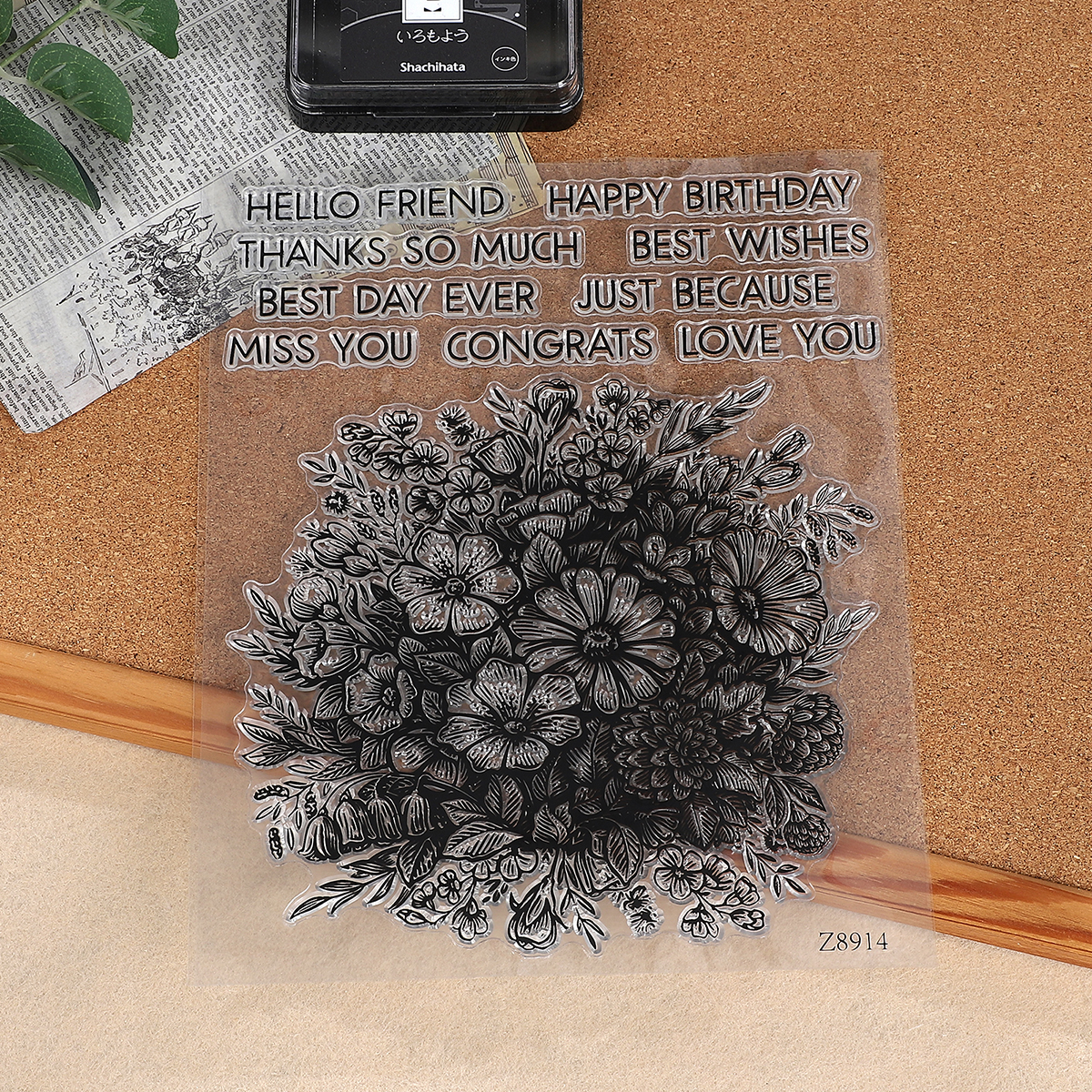 Journalsay Vintage Number Letter Flower Landscaping Transparent Silicone Stamp 